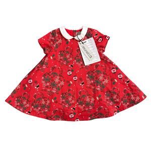 Simonetta x Chantecler Capri Abito Red Christmas Dress Baby Girl Size 9 Months